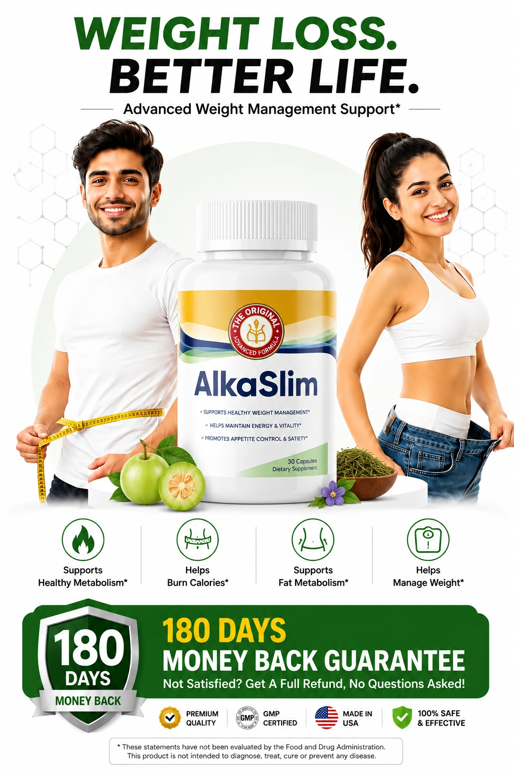Official AlkaSlim 1 Bottle Package AlkaSlim premium daily metabolic wellness supplement